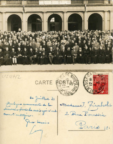 [Photographie des participants à la XXIIIème session des Semaines sociales de France, Mulhouse, les 27 juillet-2 août 1931. Au premier rang, Jules Zirnheld]