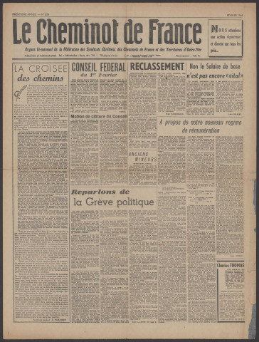 Cheminot de France n°359, février 1948