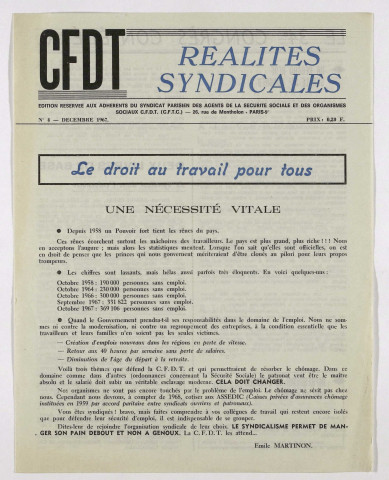 Réalités syndicales n°4 de décembre 1967