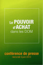 [Autocollant vert "Le pouvoir d'achat dans les DOM [départements d'outre-mer]. Conférence de presse mercredi 6 juin 2012"]