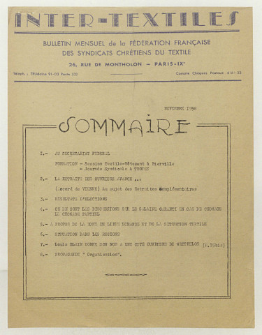 Intertextile n°spécial, novembre 1958