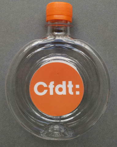 [Bouteille réutilisable ronde transparente [Face] logo CFDT orange]