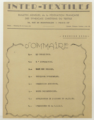 Intertextile n°spécial, février 1958