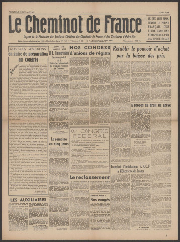 Cheminot de France n°361, avril 1948