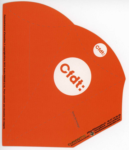 [Cendrier de poche à monter orange : logo CFDT blanc]