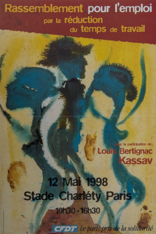 Rassemblement pour l'emploi par la réduction du temps de travail... 12 mai 1998, stade Charléty.