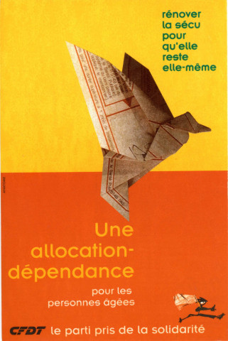 [Autocollant "Une allocation-dépendance pour les personnes âgées"]