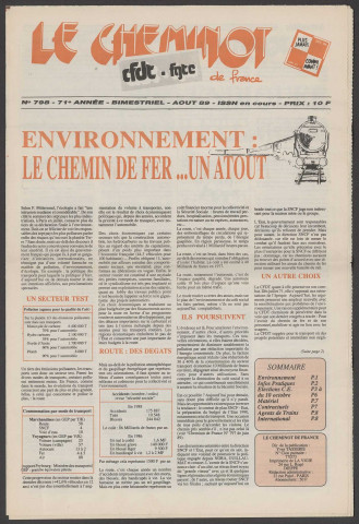 Cheminot de France n°798, août 1989