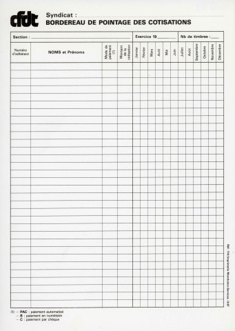[Bordereau de règlement des cotisations]