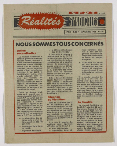 Réalités syndicales n°16 de septembre 1966