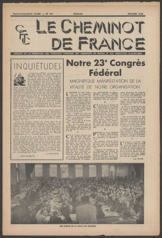 Cheminot de France n°411, mai 1952