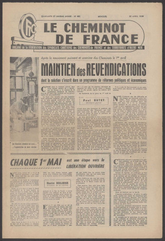 Cheminot de France n°481, avril 1958