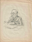 Gaston Tessier [portrait de Gaston Tessier, bras croisés, assis derrière un bureau]