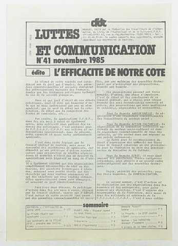 Luttes et communication n°41 de novembre 1985