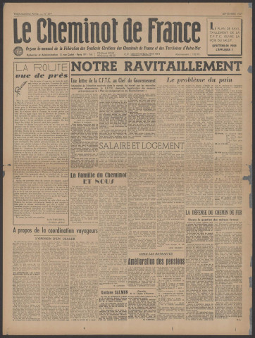 Cheminot de France n°354, septembre 1947