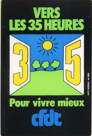 [Autocollant noir "Vers les 35 heures. Pour vivre mieux"]