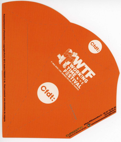 [Cendrier de poche à monter orange : motif WTF et logo CFDT blancs]