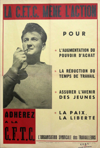 La CFTC mène l'action pour l'augmentation du pouvoir d'achat, la réduction du temps de travail, assurer l'avenir des jeunes, la paix et la liberté. Adhérez à la CFTC. L'organisation syndicale des travailleurs.