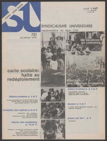 Syndicalisme universitaire n°751, 22 janvier 1979