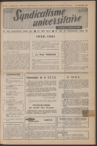 n°249, 22 novembre 1961