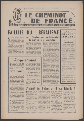 Cheminot de France n°508, août 1960