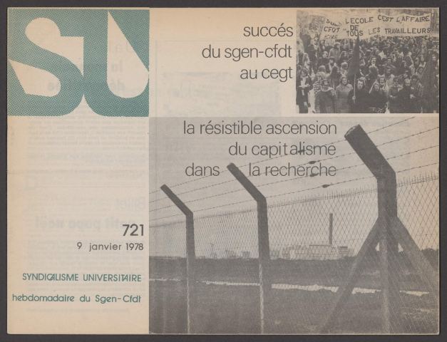 Syndicalisme universitaire n°721, 9 janvier 1978