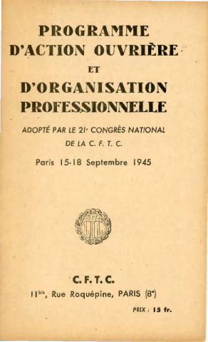 21ème congrès confédéral, 15-18 septembre 1945, Paris