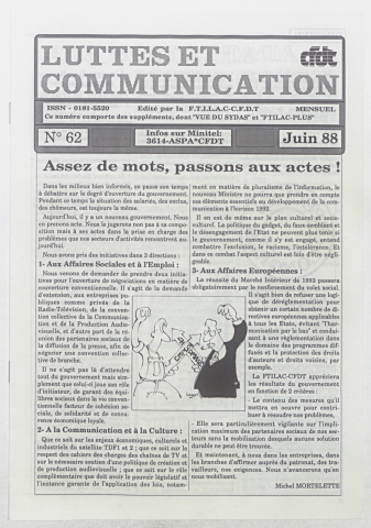 n°62 de juin 1988