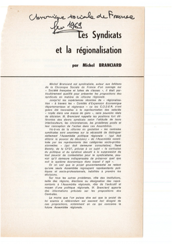 Compilation des textes publiés dans des revues non CFDT. Jeunesse ouvrière (publication de la JOC), Cahiers universitaires catholiques (publication de l'association Joseph Lotte), Chronique sociale de France, Vivante Éducation, Masse ouvrière, publications non identifiées