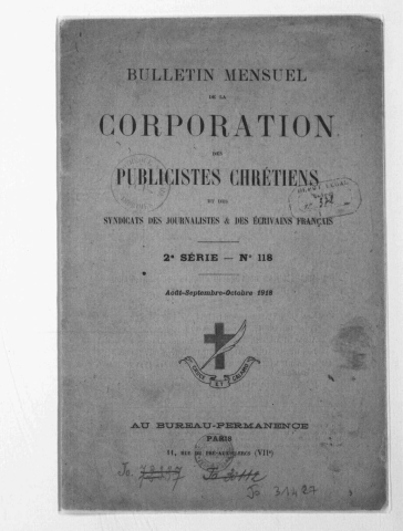 Bulletin mensuel (corporation des publicistes chrétiens, syndicat des journalistes et écrivains français), n°118 à 137