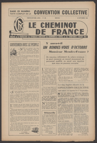 Cheminot de France n°438, septembre 1954