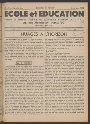 n°109, 24 octobre 1952