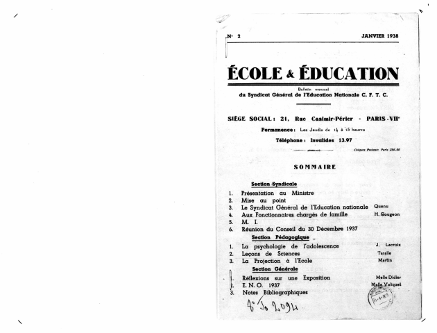 n°2, janvier 1938