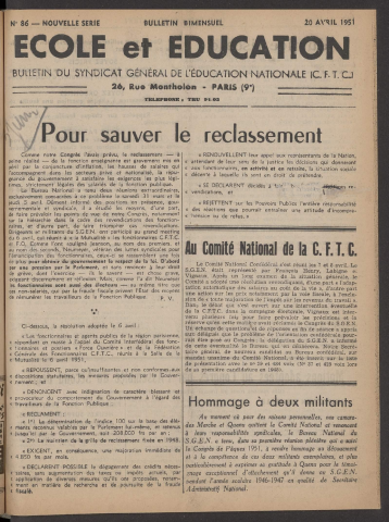 n°86, 20 avril 1951