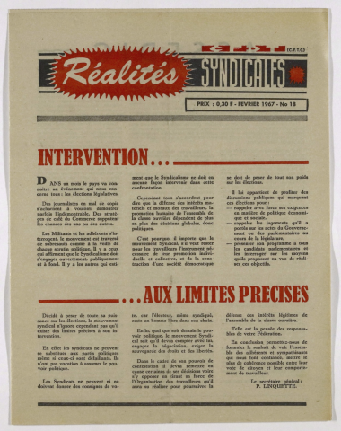 Réalités syndicales n°18 de février 1967