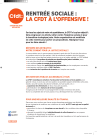 [Recto] Rentrée sociale : la CFDT à l'offensive !... Réforme des retraites : notre combat pour la justice sociale !... Des services publics accessibles à tous... Pour une meilleure qualité du travail... [Verso] Des trajets domicile-travail moins coûteux et plus propres... Pour porter ces revendications, la CFDT a besoin de vous : rejoignez-nous, adhérez à la CFDT ! Adhérez en ligne en quelques clics sur : ...