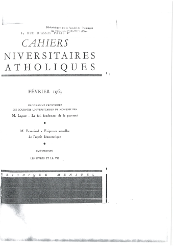 Compilation des textes publiés dans des revues non CFDT. Jeunesse ouvrière (publication de la JOC), Cahiers universitaires catholiques (publication de l'association Joseph Lotte), Chronique sociale de France, Vivante Éducation, Masse ouvrière, publications non identifiées