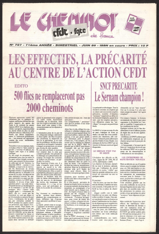 Cheminot de France n°797, juin 1989