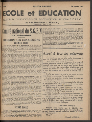 n°44, 14 janvier 1949