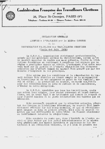 19ème congrès confédéral, 4-6 juin 1938, Paris