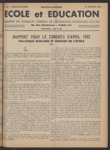 n°100, 15 février 1952