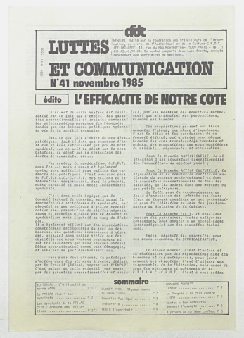 Luttes et communication n°41 de novembre 1985