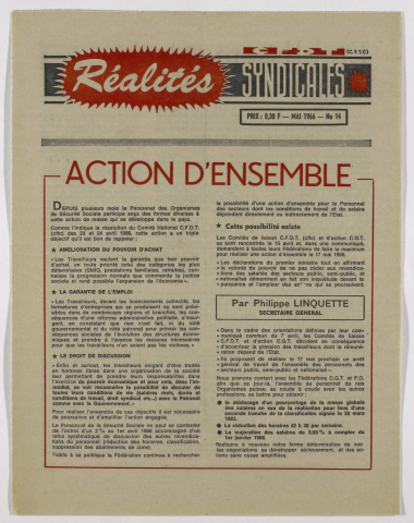 Réalités syndicales n°14 de mai 1966