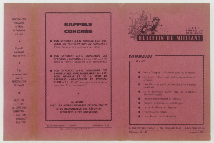 n°8-62 ou n°145, septembre 1962