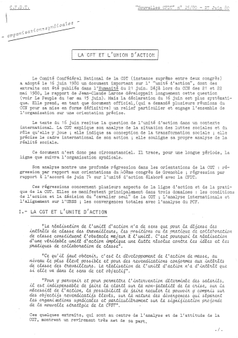 Compilation des textes publiés dans des revues confédérales. -Nouvelles CFDT, Syndicalisme Magazine, CFDT Magazine, Notes et documents du BRAEC