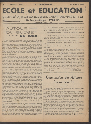 n°62, 13 janvier 1950