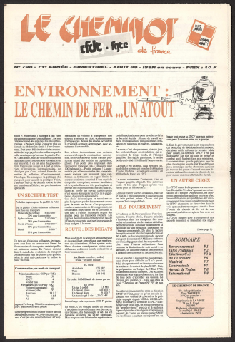 Cheminot de France n°798, août 1989