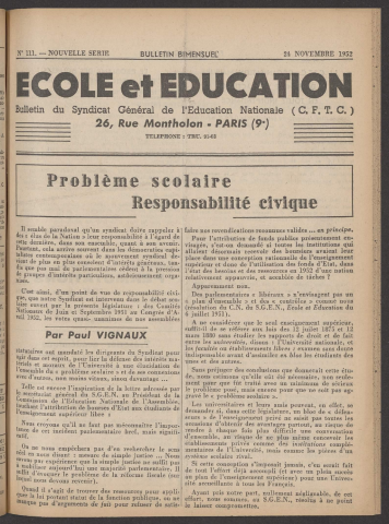 n°111, 24 novembre 1952