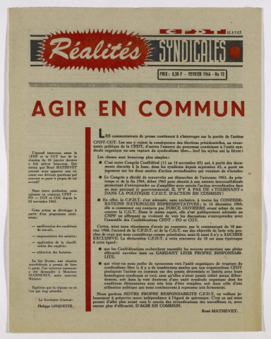 Réalités syndicales n°12 de février 1966