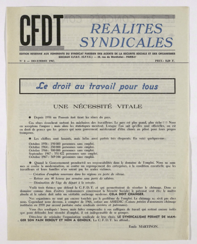 Réalités syndicales n°4 de décembre 1967